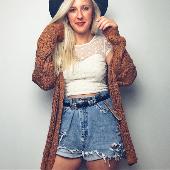 Rue21 Tops - White Floral Eyelet Sheer Crop Top